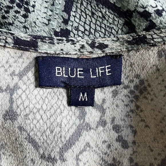 Blue Life Snakeskin V-Neck Long Sleeve Romper - Picture 6 of 7